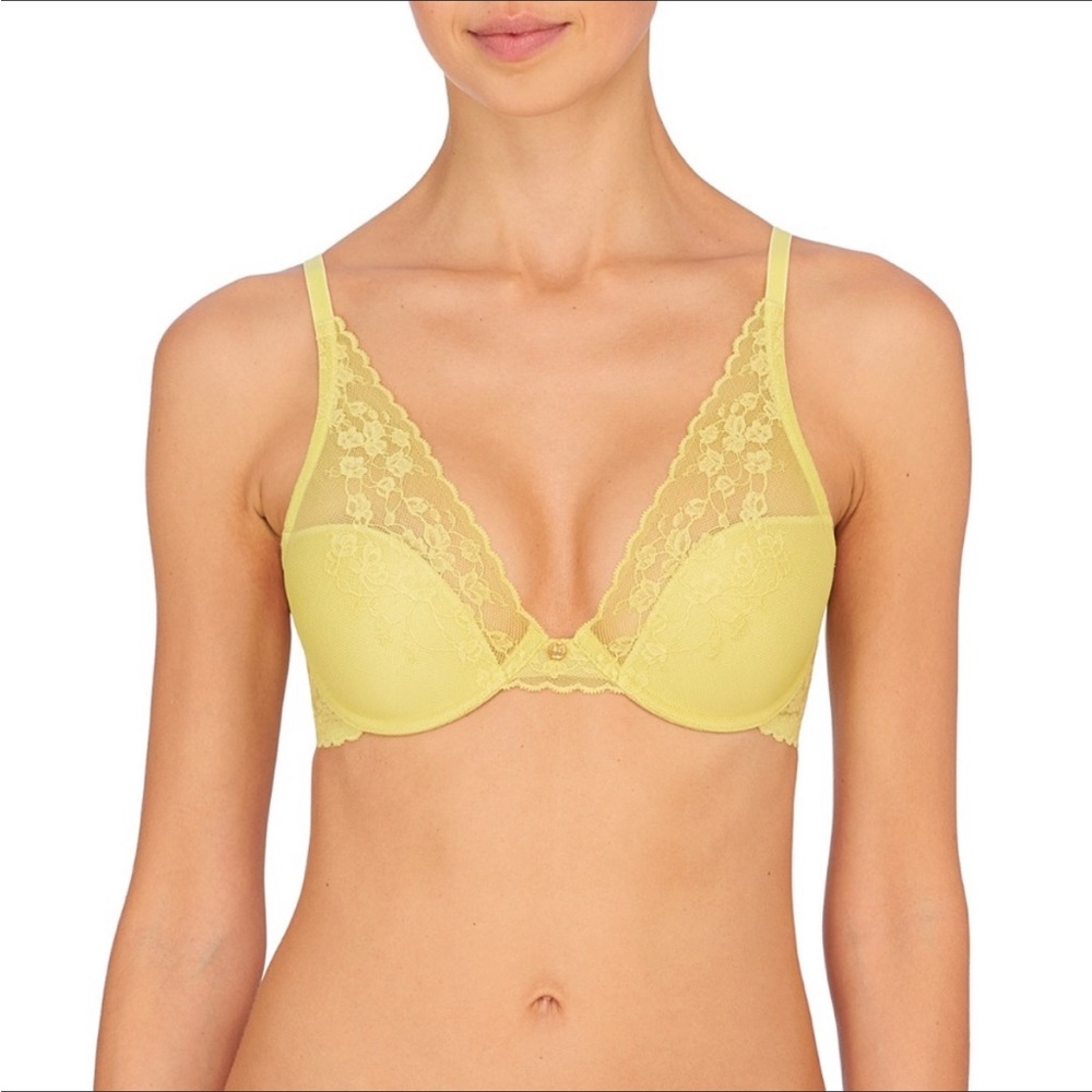 NEW Natori Cherry Blossom Citrine Convertible Lace Plunge Bra size 32DD